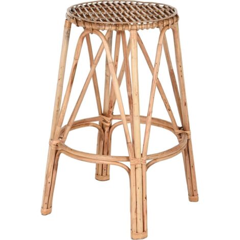 Tabouret en osier naturel style balinais élégant - Naturel bois clair