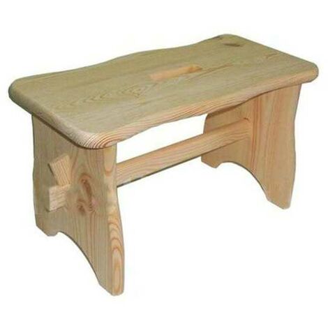 Tabouret en pin massif clair, dimensions 19x39 cm, hauteur 21 cm