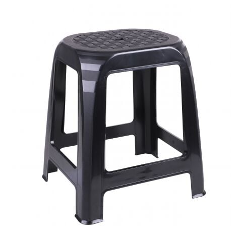 JARDIBRICODECO Tabouret en plastique - L 41 x l 36 x H 46 cm - Noir