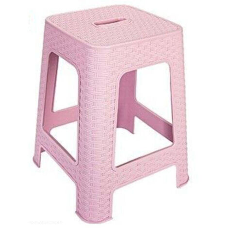 Tabouret En Plastique Rotin Rose H 45,5 Cm Chaise Accessoire D'ameublement