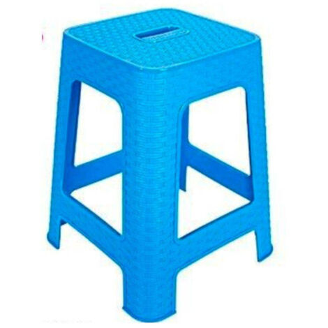 Tabouret En Rotin Plastique Bleu Clair H 45,5 Cm Chaise Accessoires D'ameublement