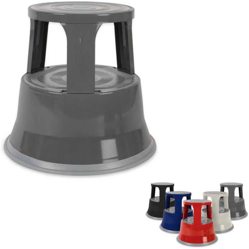 Marchepied à roulettes Pied éléphant Certifié tüv + gs Acier Gris