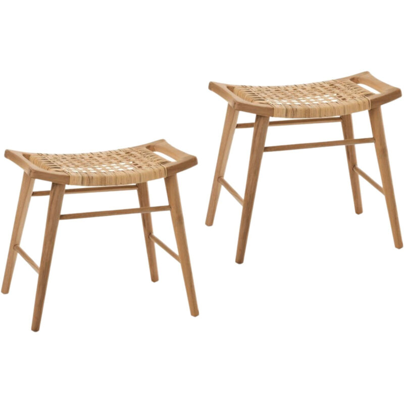 Tabouret en teck et rotin (lot de 2) - allister