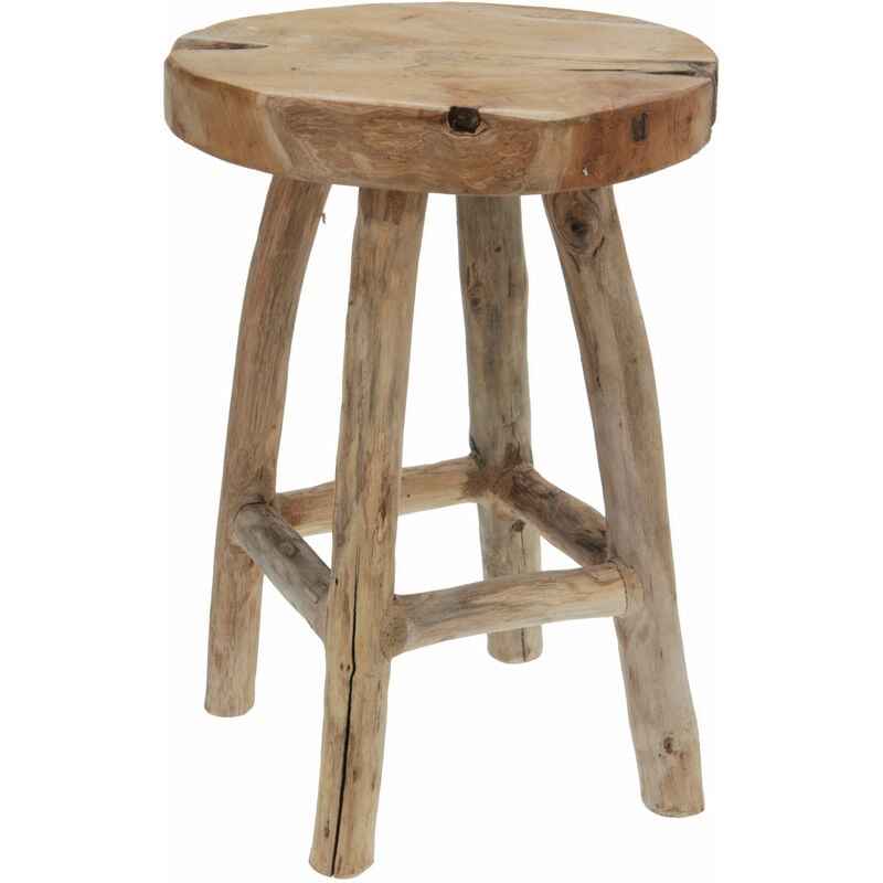 Tabouret en teck massif avec 4 pieds - ø 30 cm