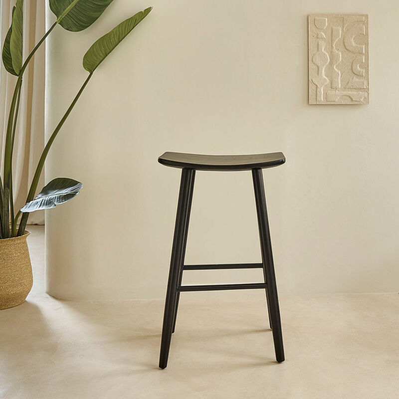 Berah Getah - Tabouret en teck massif noir 75 cm