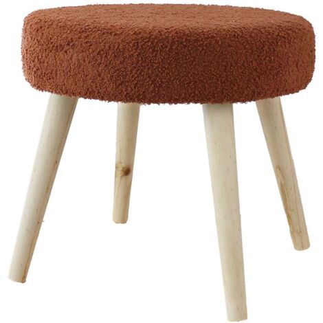 Tabouret en tissu bouclette avec pieds en bois LODGE