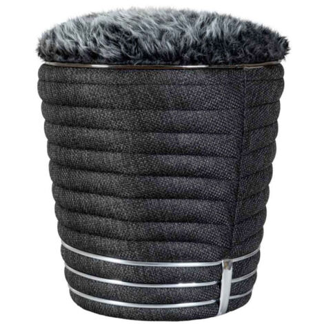 Tabouret en Tissu "Doric" 50cm Anthracite & Argent