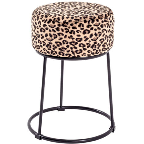 Tabouret en Velours "Motif Léopard" 46cm Marron