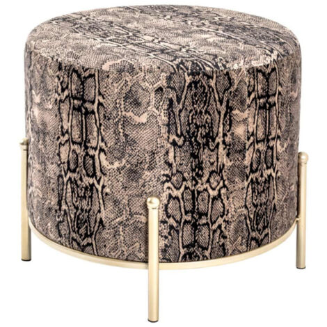 Tabouret en Velours "Motif Serpent" 35cm Marron
