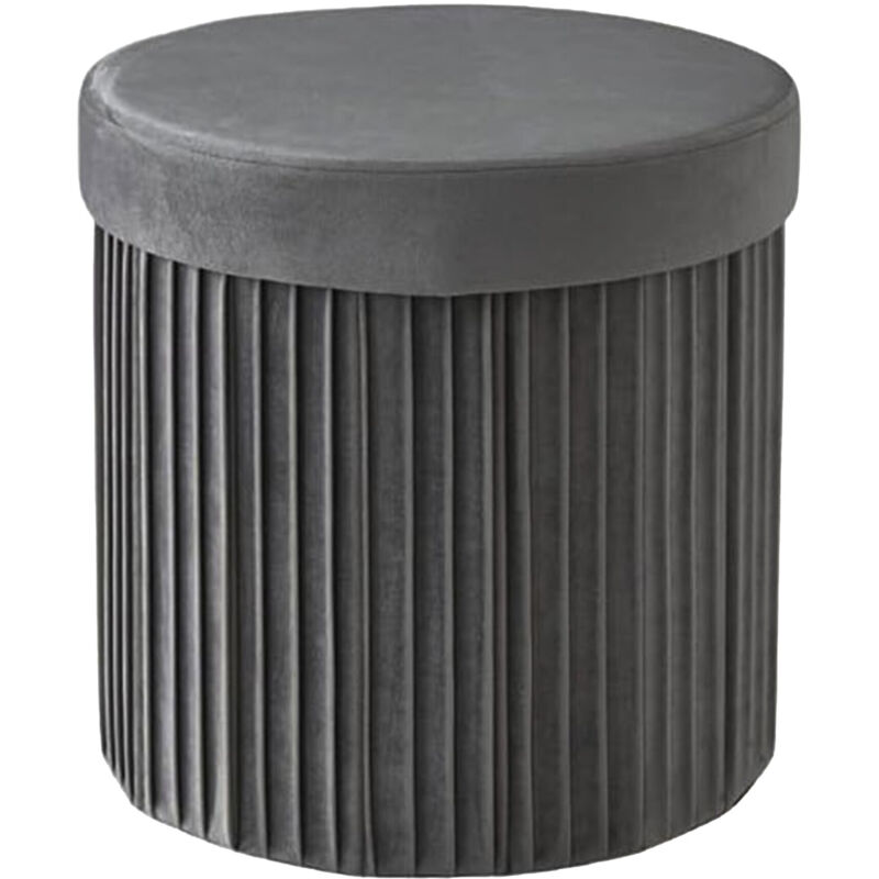 Tabouret Relaxdays en velours, pouf de rangement, rembourré, pliable, H x P : 38 x 38 cm, gris foncé