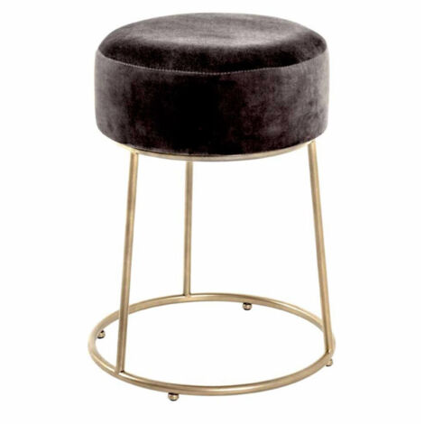 Tabouret en Velours Rond "Raina" 46cm Gris