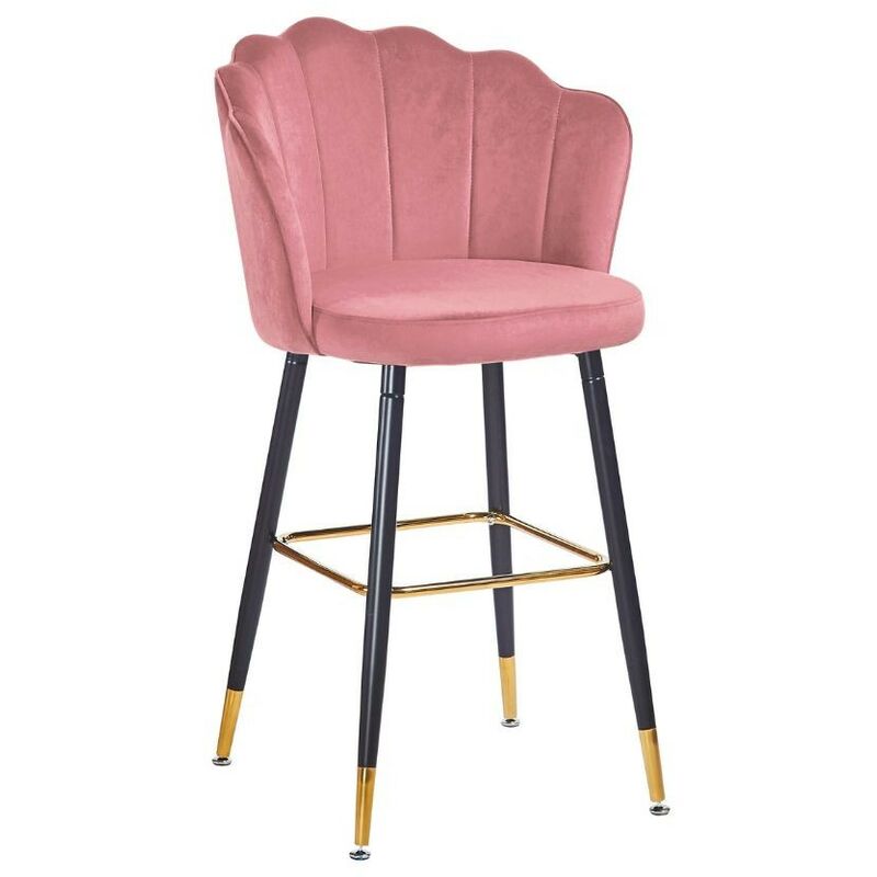 Toscohome - Tabouret en velours rose avec terminaux dorés - Estro