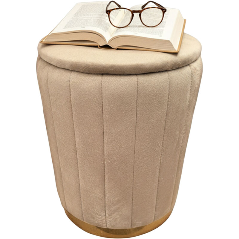 Tabouret Relaxdays en velours, rembourré, H x P : 42 x 32 cm, tabouret d'appoint rond, salon, café