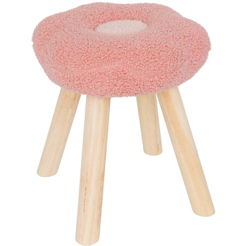 Tabouret enfant Anya bouclette rose H26,5cm Atmosphera créateur d'intérieur