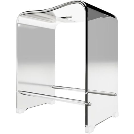 Tabouret ergonomique de salle de bain avec pieds antidérapants, transparent, Schulte, 39 x 27 x 47