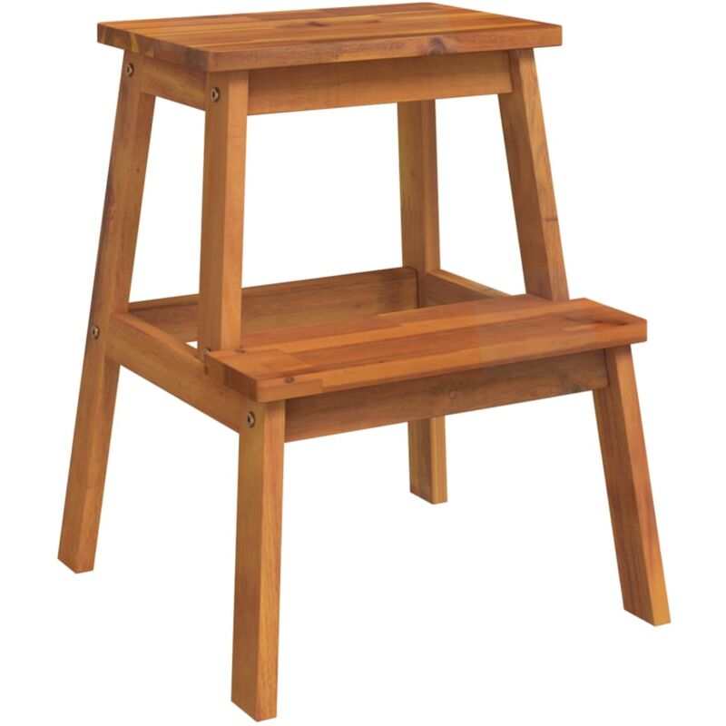 Tabouret-escabeau 2 marches 40x38x50 cm Bois d'acacia solide Vidaxl