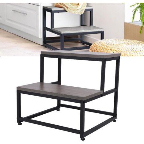 Tabouret escabeau en bois à 2 marches pour lit d'enfant, capacité de charge de 227 kg (500 lb), pour salle de bain ou cuisine.