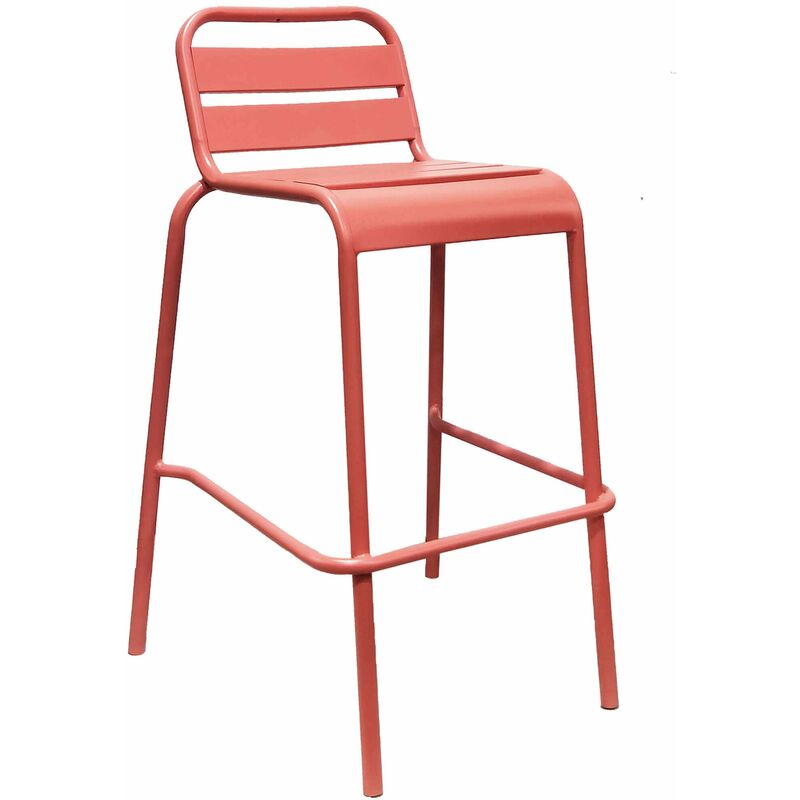 Magazzini Cosma - Tabouret extérieur élevé et tabouret de restaurants avec structure en fer de Vegas Red - Red