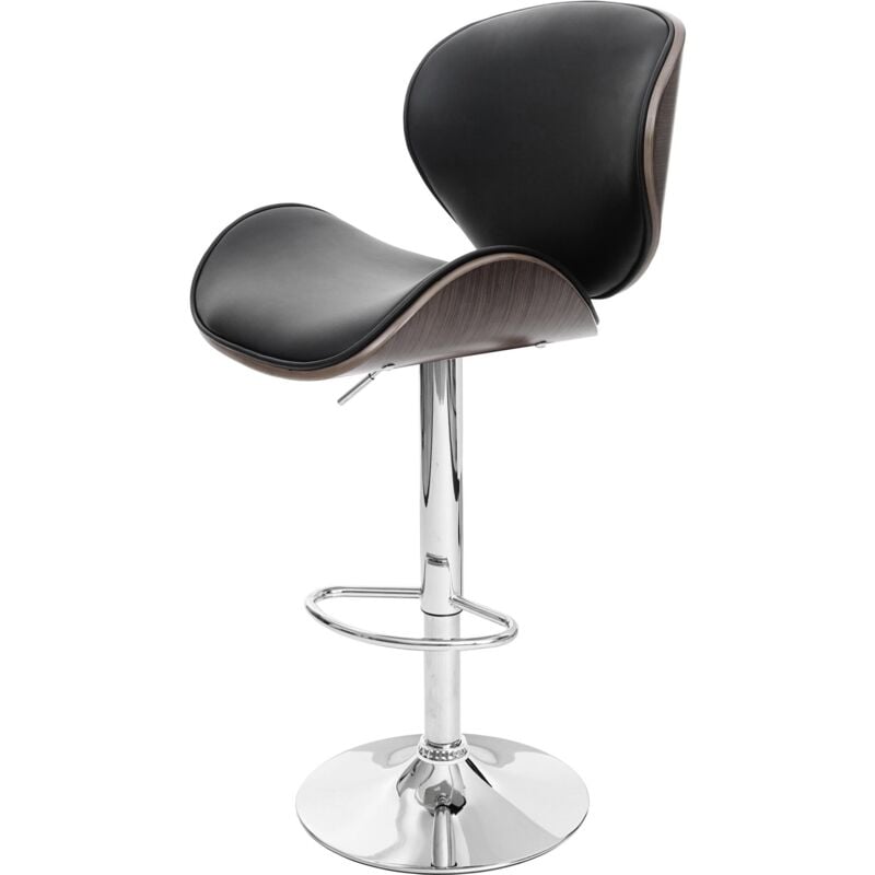 HHG - jamais utilisé] Tabouret de bar Foxrock, chaise de bar, bois courbé, design rétro, gris, similicuir noir