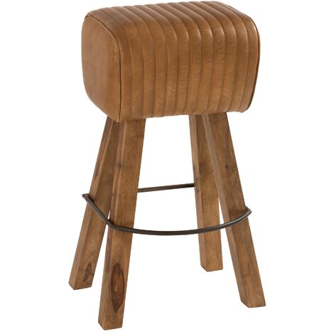 Tabouret en bois avec assise en cuir – YAAS