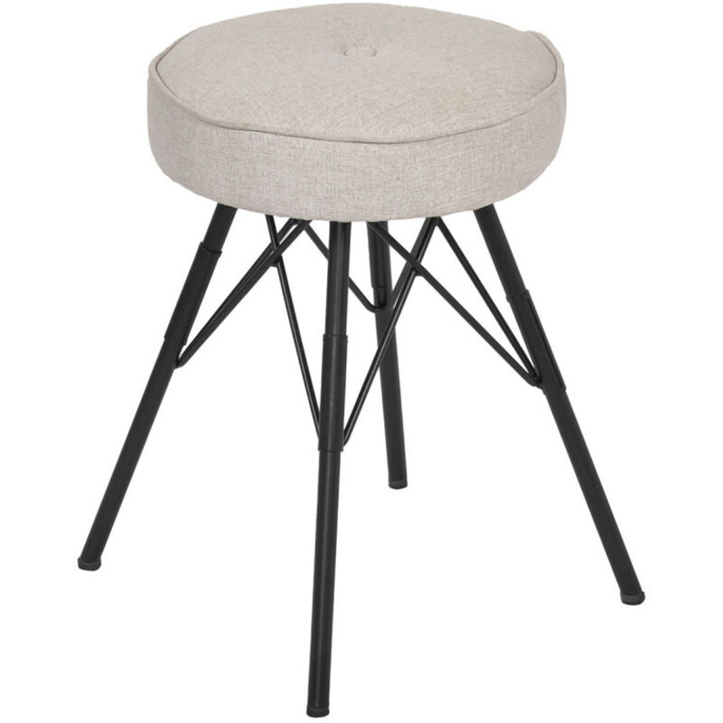 Tabouret h. 45 cm tissu chiné gris clair et pieds en métal - ida 7483