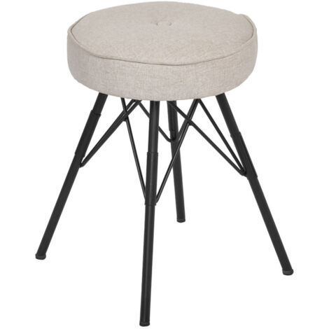 Tabouret H. 45 cm tissu chiné gris clair et pieds en métal - IDA 7483