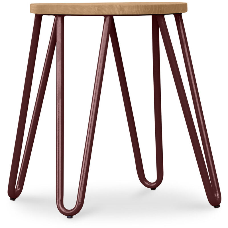 Privatefloor - Tabouret Hairpin - 42cm - Bois clair et métal Bronze