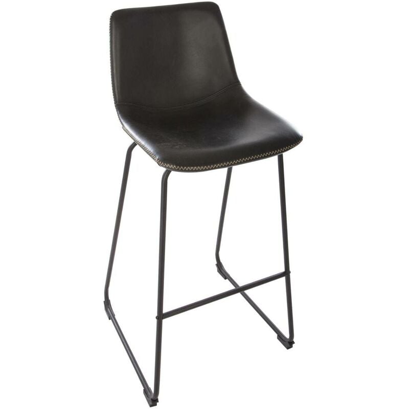 Atmosphera - Tabouret de bar simili noir Lois