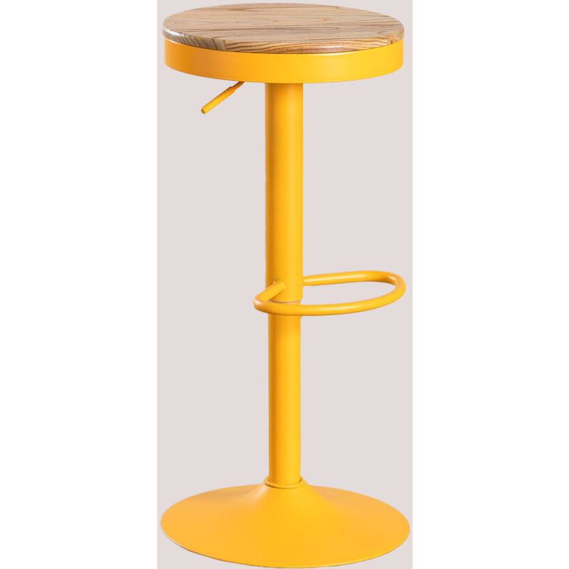 Tabouret haut réglable Bardder en acier et bois d'orme SKLUM Orange Abricot