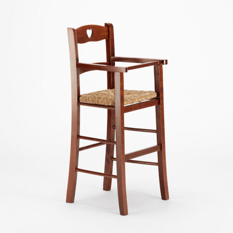Tabouret haut avec assise en paille pour enfant chaise haute LOVE