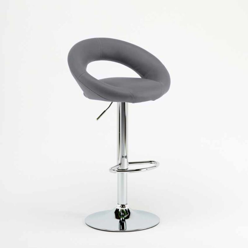 Tabouret de bar pivotant réglable en hauteur – Siège en similicuir ergonomique – Pied en acier chromé – Charge max 120 kg – Dossier arquée – Tabouret de bar pivotant réglable en hauteur – Siège en similicuir ergonomique – Pied en acier chromé – Charge max 120 kg – Dossier arquée –
