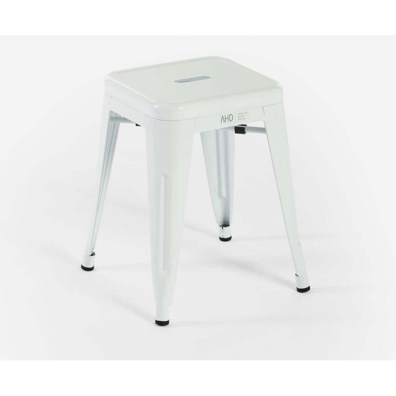 tabouret haut de bar cuisine industriel en acier métallique steel rocket. - Blanc