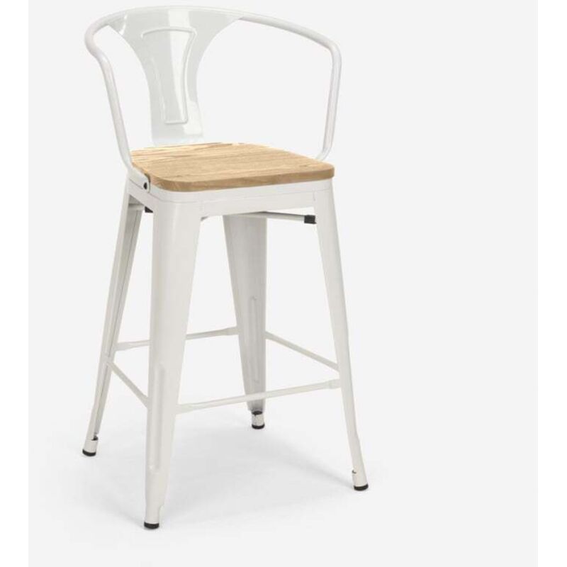 Ahd Amazing Home Design – Tabouret de bar haut en acier et bois clair – Dossier incurvé avec accoudoirs – Hauteur d'assise 68 cm – Design industriel Ahd Amazing Home Design – Tabouret de bar haut en acier et bois clair – Dossier incurvé avec accoudoirs – Hauteur d'assise 68 cm – Design industriel