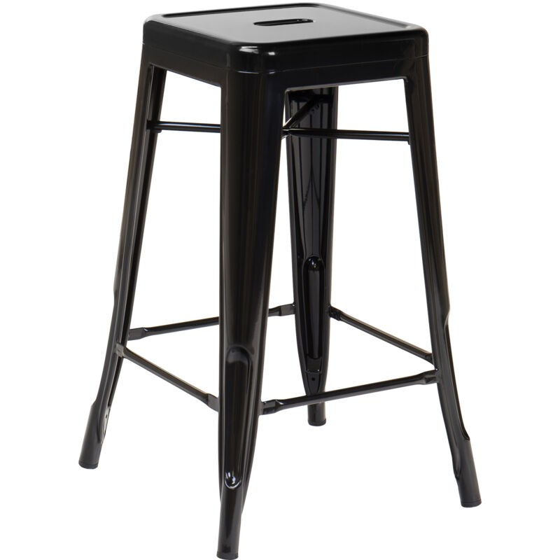 Tabouret haut empilable en acier Lix SKLUM Noir ↑65 cm