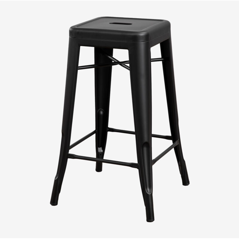 Tabouret haut empilable en acier Lix SKLUM Noir Mate ↑65 cm