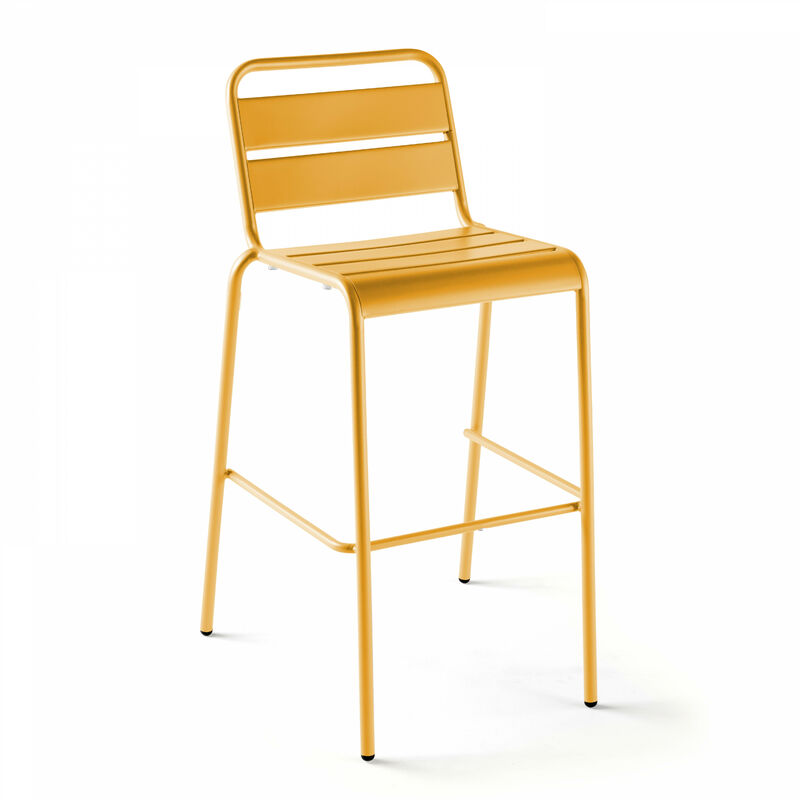 Oviala - Chaise haute de jardin en métal jaune - Palavas - Jaune