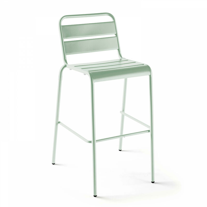 Chaise haute de jardin en métal vert sauge - Palavas - Vert Sauge