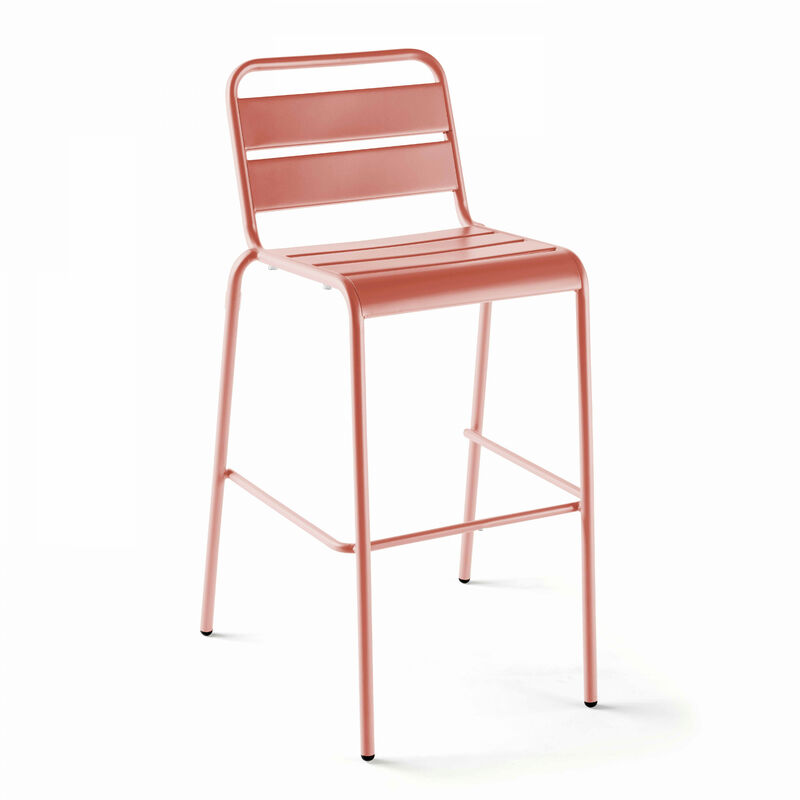 Oviala - Chaise haute de jardin en métal argile - Palavas - Rose