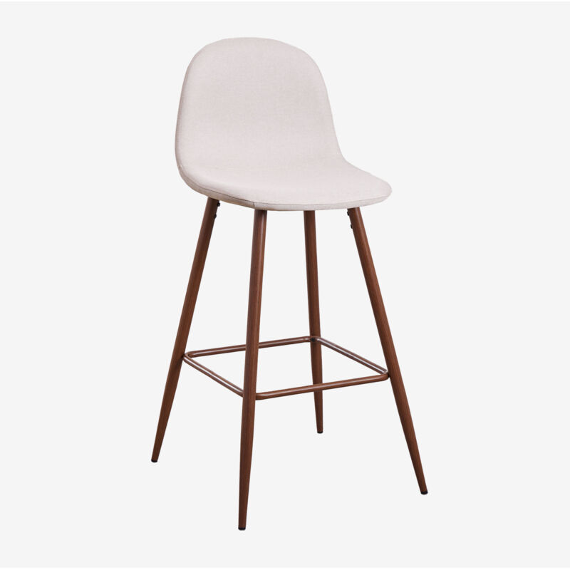 Sklum - Tabouret haut Glamm ↑75 cm Beige Crème Bois foncé