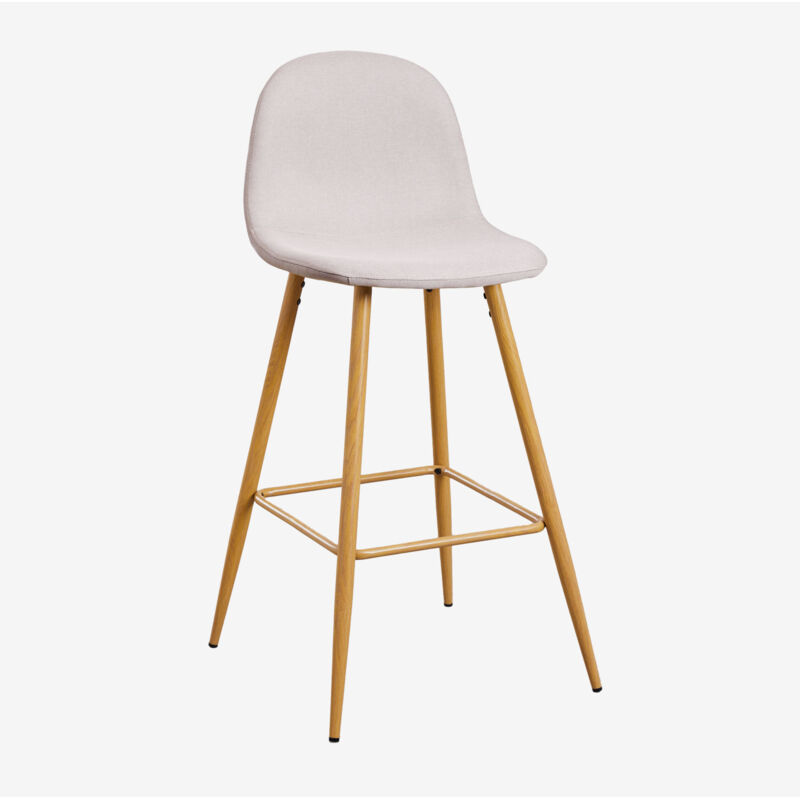 Sklum - Tabouret haut Glamm ↑75 cm Beige Crème Bois naturel