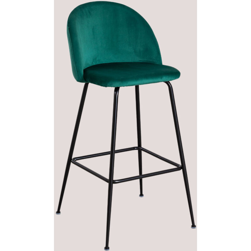 Tabouret haut en velours Kana Design SKLUM ↑75 cm Vert Jungle Noir