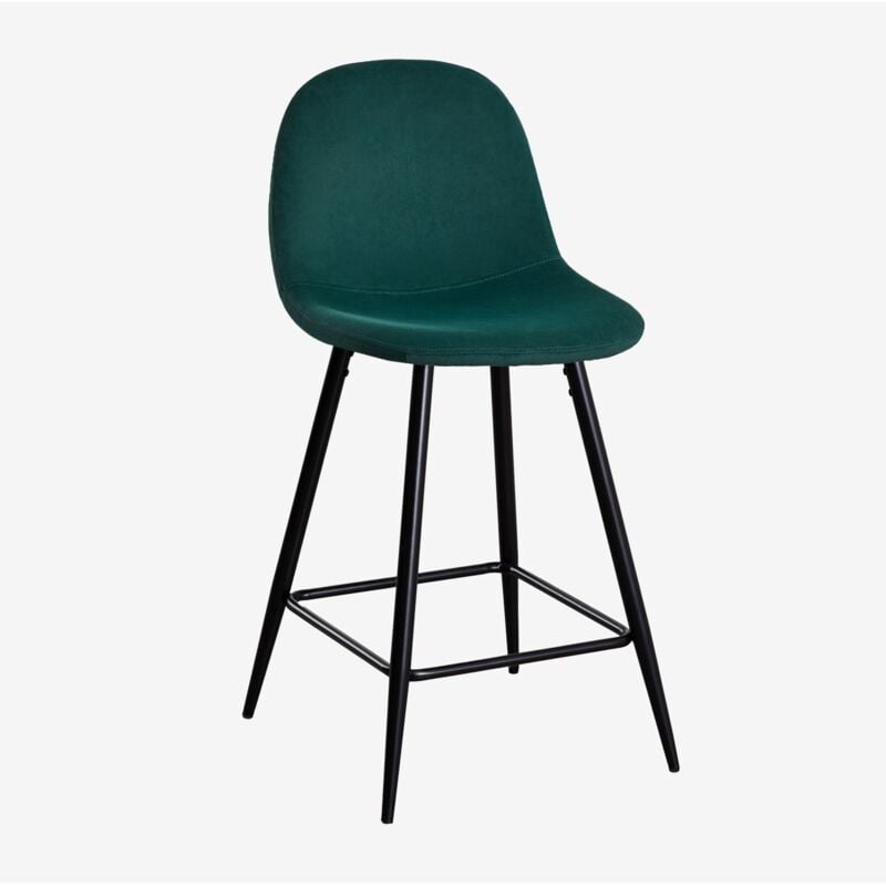 Sklum - Tabouret haut en velours Glamm ↑65 cm Vert Jungle Noir
