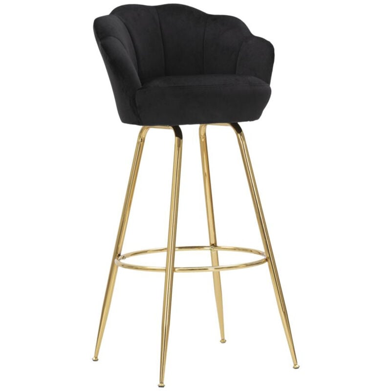 Epikasa - Tabouret Haut MF452, Éponge, Tissu, Métal, Noir, Or, 55x53x110 cm