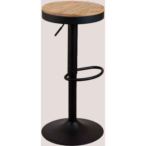SKLUM Tabouret Haut Réglable en Acier et Bois d'Orme Bardder