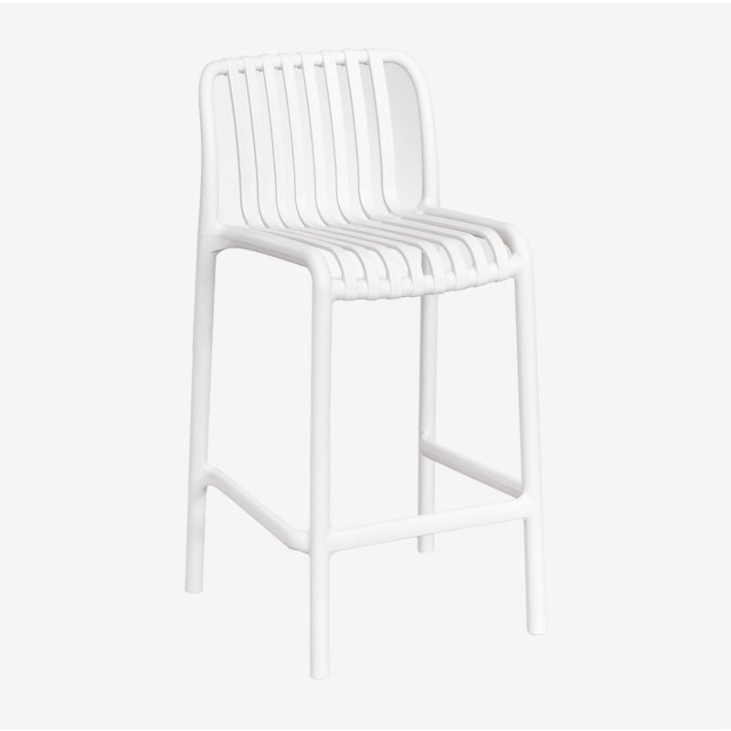 Sklum - Tabouret de bar empilable en polypropylène Wendell Blanc Gardenia ↑65 cm