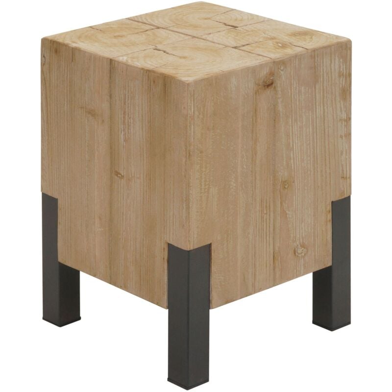 Tabouret HHG-609, tabouret en bois, Industrial Métal massif-bois certifié MVG, naturel