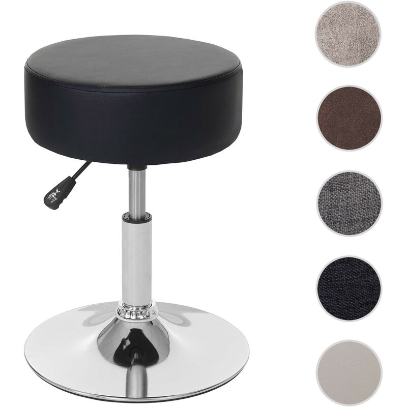 Mendler - Tabouret HWC-C22, hauteur réglable ø 35 cm imitiation daim gris vintage