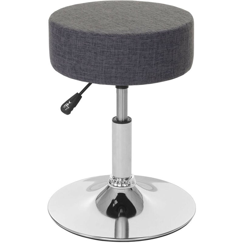 Mendler - Tabouret HWC-C22, hauteur réglable, ø 35 cm, tissu - gris