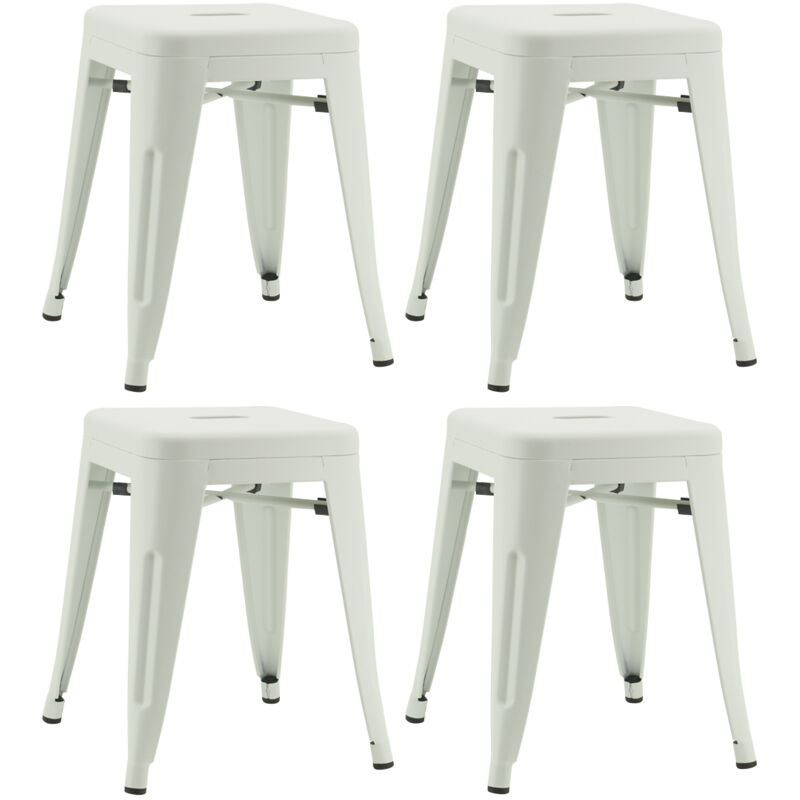 tabouret industriel en metal laque (lot de 4) blanc - blanc
