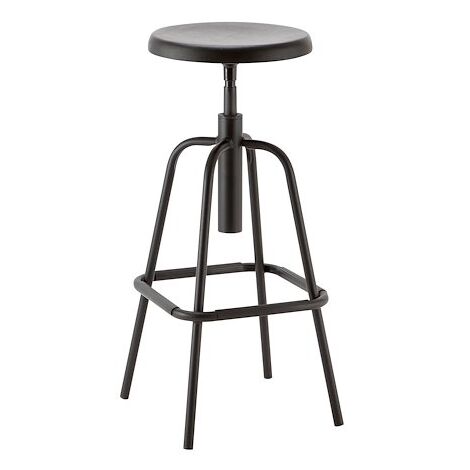 Tabouret Industry réglable en hauteur avec pied métal et repose-pied - Maxiburo